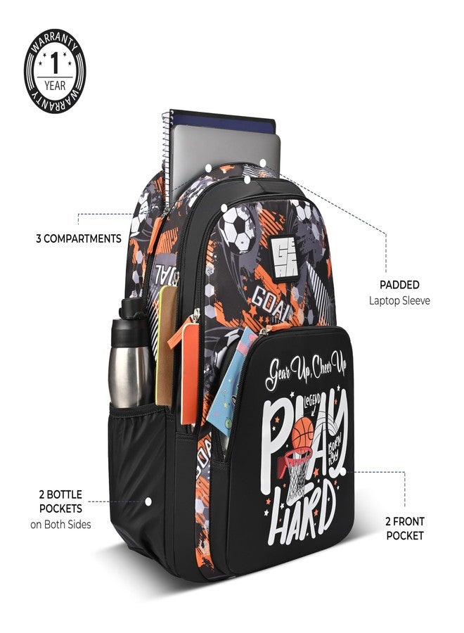 Gear Athletic 17"/20L Medium Water Resistant School Bag/Casual Backpack/Daypack/Laptop Bag for Boys/Girls (Black - White) - Image 4